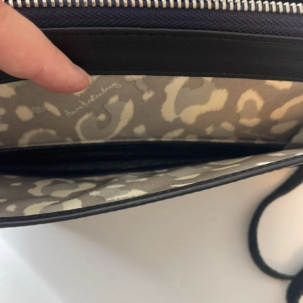 Aimee Kestenberg Delancey Wallet on a Chain Black Floral Leather Silver